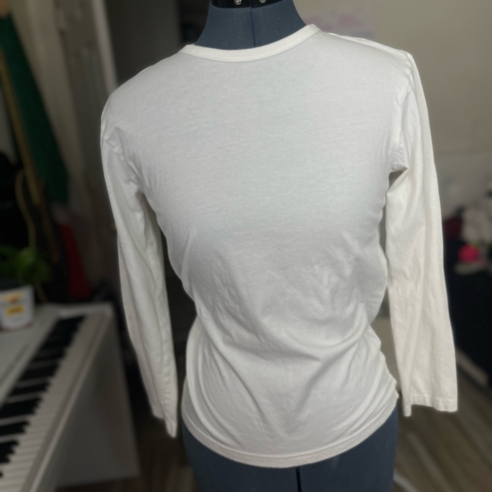 Place White Fitted Long Sleeve Tee